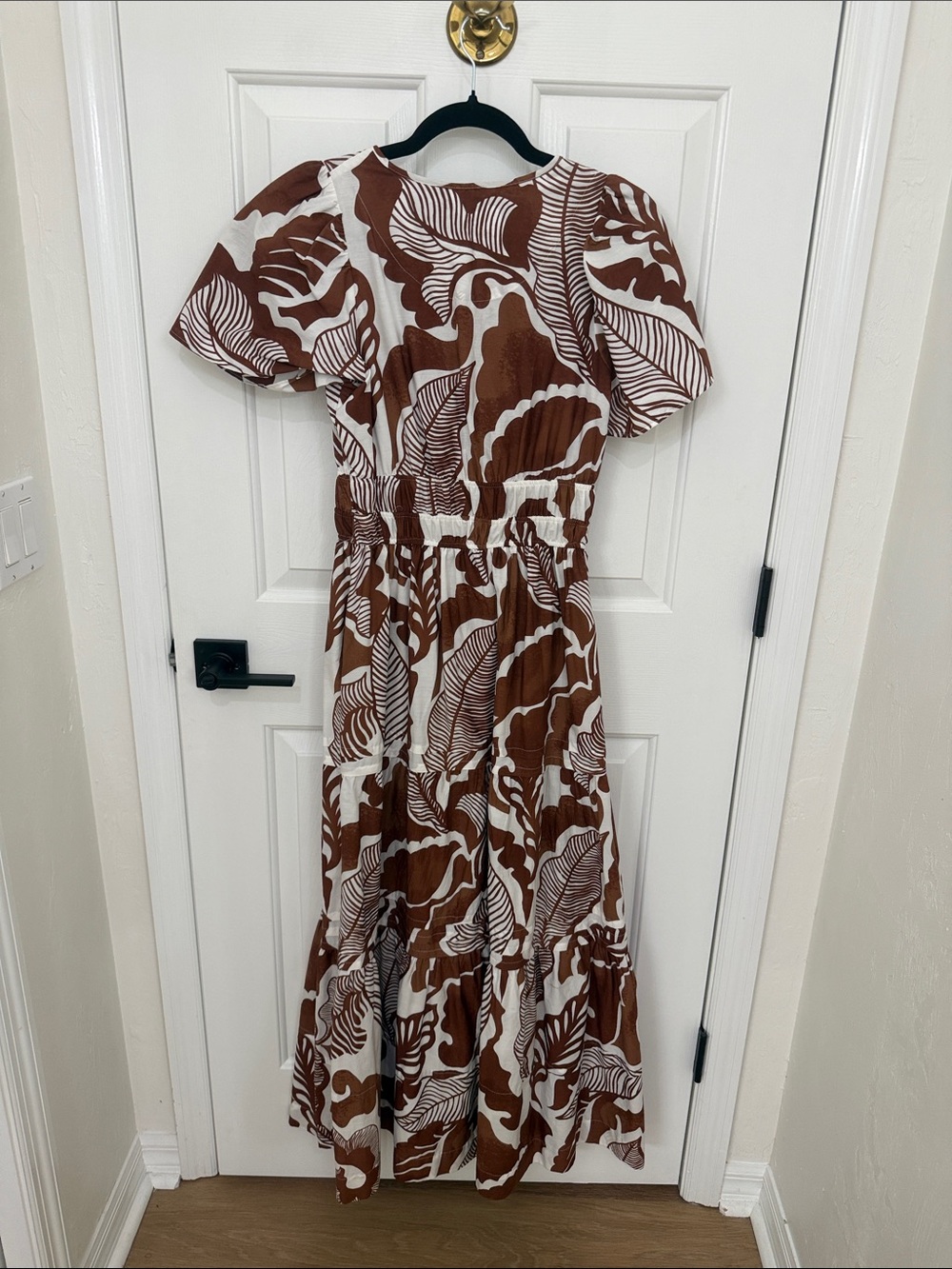 Somerset Dress Leaf Print Brown & White Maxi Dress
